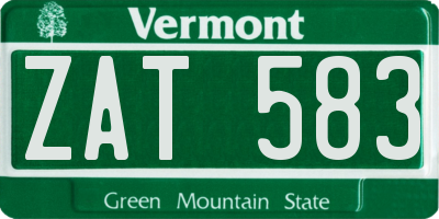 VT license plate ZAT583