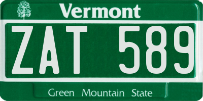 VT license plate ZAT589