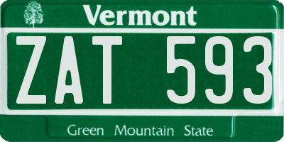 VT license plate ZAT593