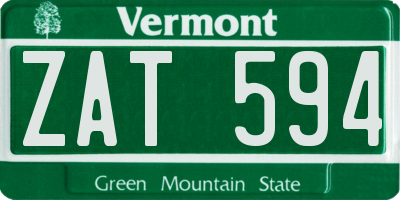 VT license plate ZAT594
