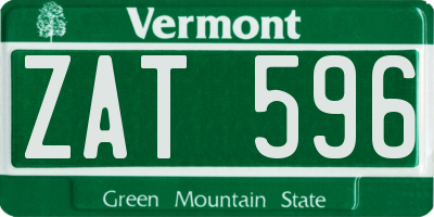 VT license plate ZAT596