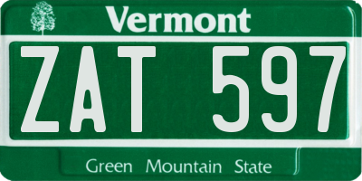 VT license plate ZAT597