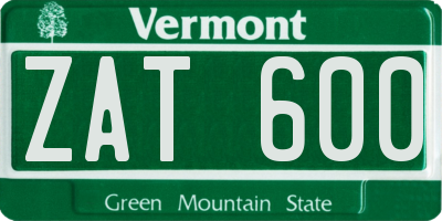 VT license plate ZAT600