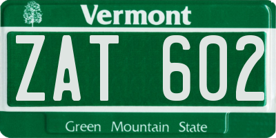 VT license plate ZAT602