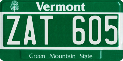 VT license plate ZAT605