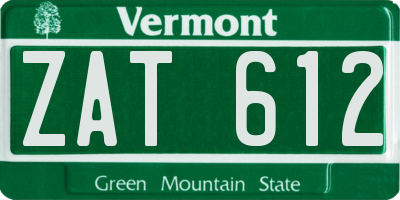VT license plate ZAT612
