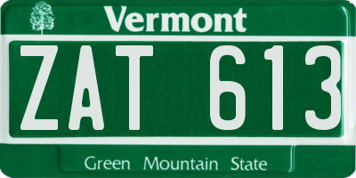 VT license plate ZAT613