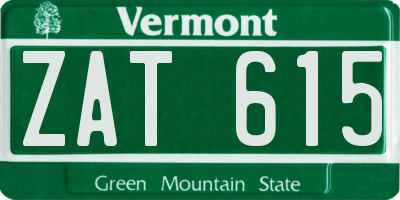 VT license plate ZAT615