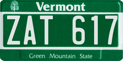 VT license plate ZAT617