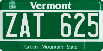 VT license plate ZAT625