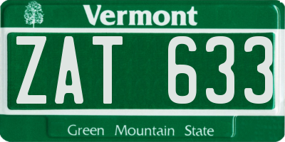 VT license plate ZAT633
