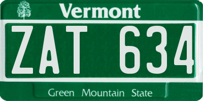 VT license plate ZAT634
