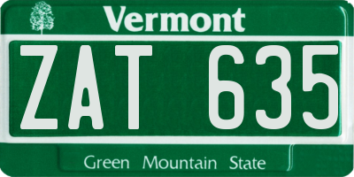 VT license plate ZAT635