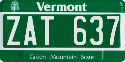 VT license plate ZAT637