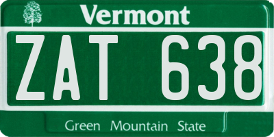 VT license plate ZAT638