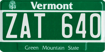 VT license plate ZAT640