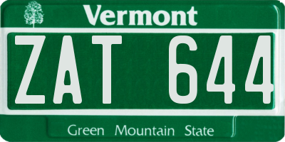 VT license plate ZAT644