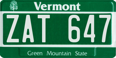 VT license plate ZAT647