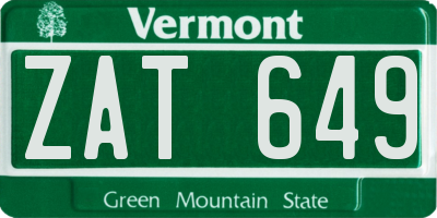 VT license plate ZAT649