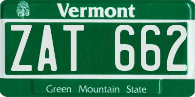VT license plate ZAT662