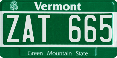 VT license plate ZAT665