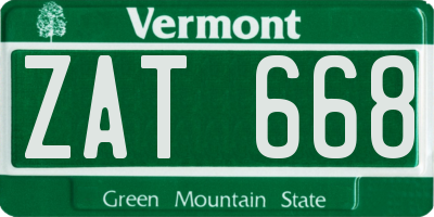 VT license plate ZAT668