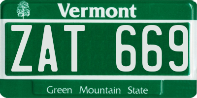 VT license plate ZAT669
