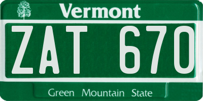 VT license plate ZAT670