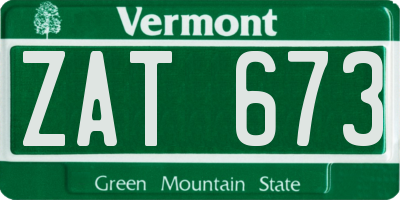 VT license plate ZAT673