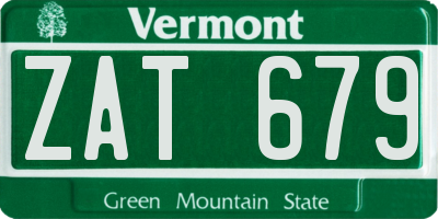 VT license plate ZAT679