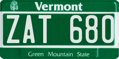 VT license plate ZAT680