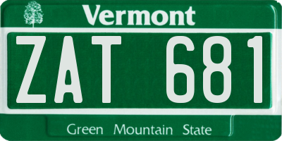 VT license plate ZAT681