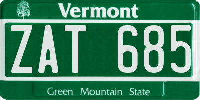 VT license plate ZAT685