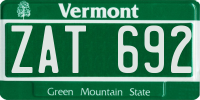 VT license plate ZAT692