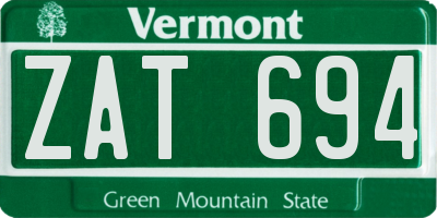 VT license plate ZAT694
