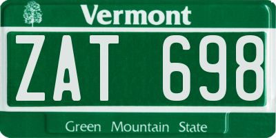 VT license plate ZAT698