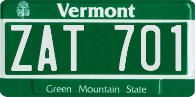 VT license plate ZAT701