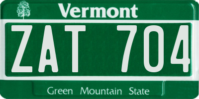 VT license plate ZAT704