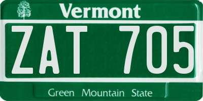 VT license plate ZAT705