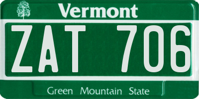 VT license plate ZAT706