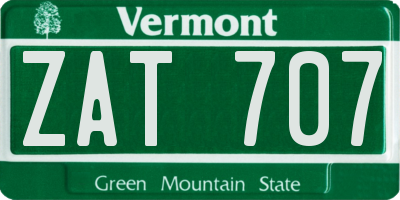 VT license plate ZAT707