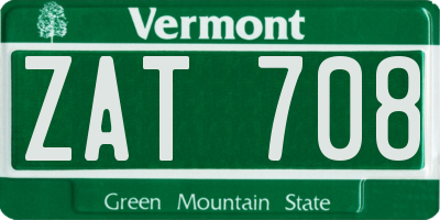 VT license plate ZAT708