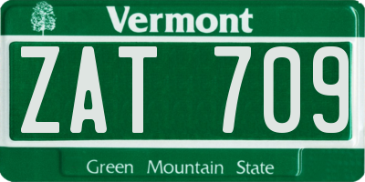 VT license plate ZAT709