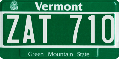 VT license plate ZAT710