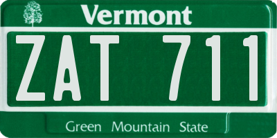 VT license plate ZAT711