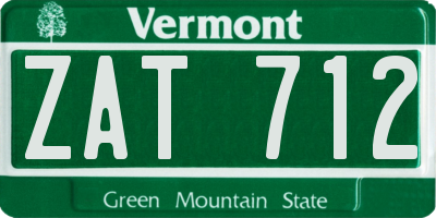 VT license plate ZAT712