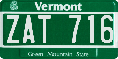 VT license plate ZAT716
