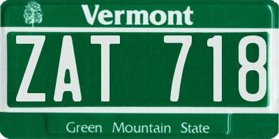 VT license plate ZAT718