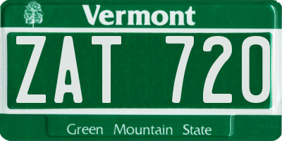 VT license plate ZAT720