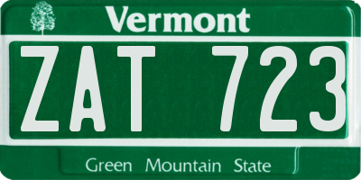VT license plate ZAT723